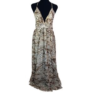 NEW -Meghan Los Angeles Enchanted Garden Leopard Print Maxi Dress, Size Large
